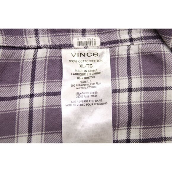 Vince Men's Waterfront Plaid Short Sleeve Shirt Button Down Dusty Sky Sz XL - Picture 5 of 9